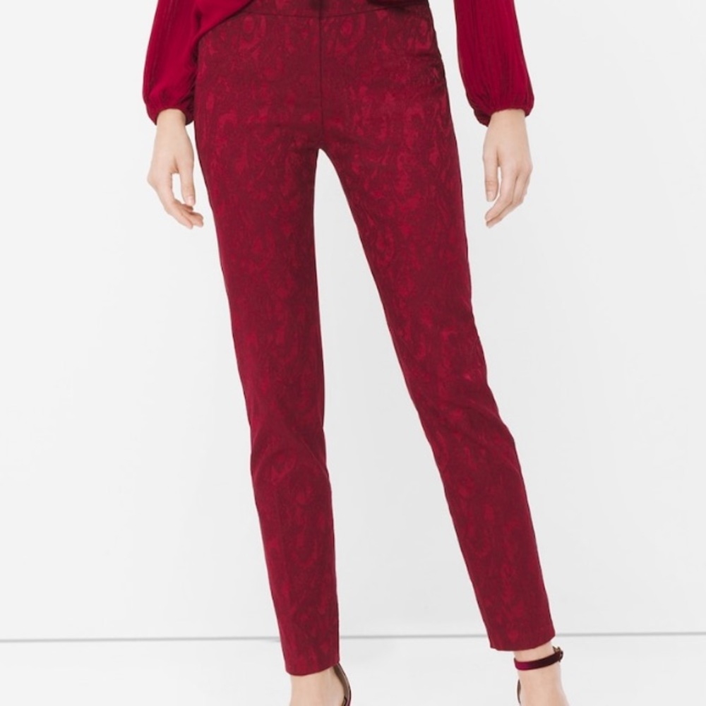 NWT White House Black Market Red Slim Ankle Pants - Picture 3 of 4